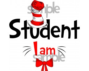 Student I am iron on transfer, Cat in the Hat iron on transfer for Students, (1s)